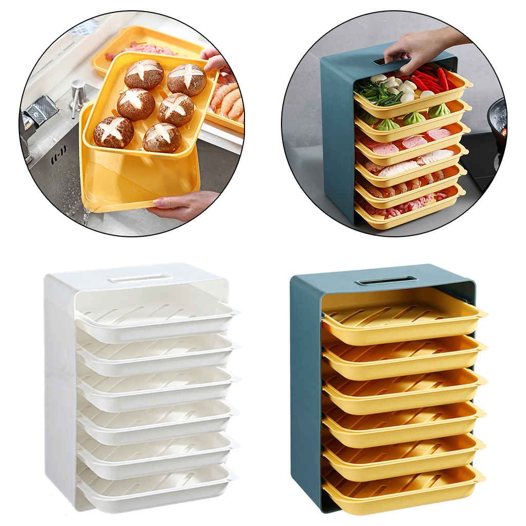 6 Tier Portable Kitchen Food Preparation Tray Multi-layer Household Food Preservation Tray Rack