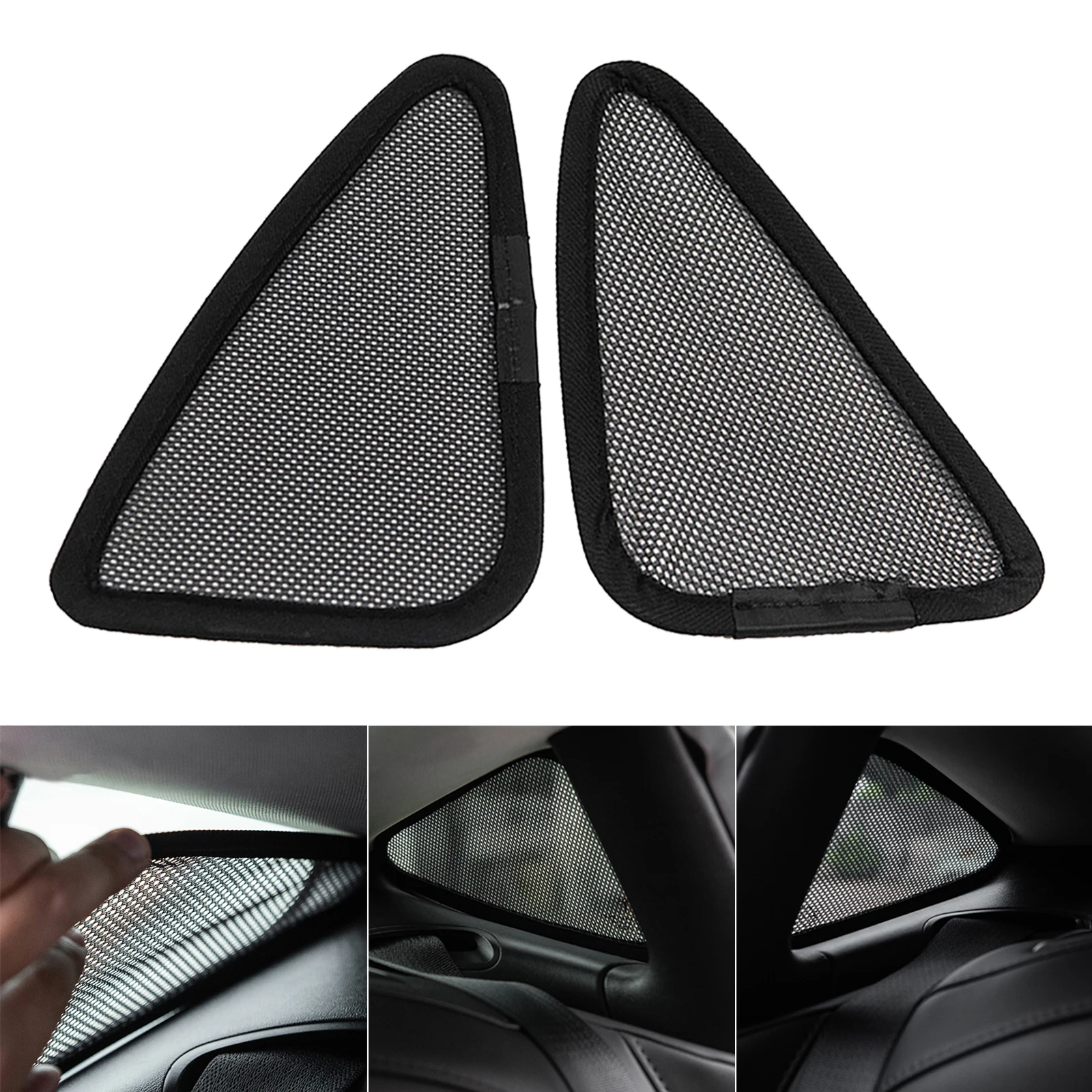 2Pcs Car Sunshade Cover Triangular Net for Easy to Install 