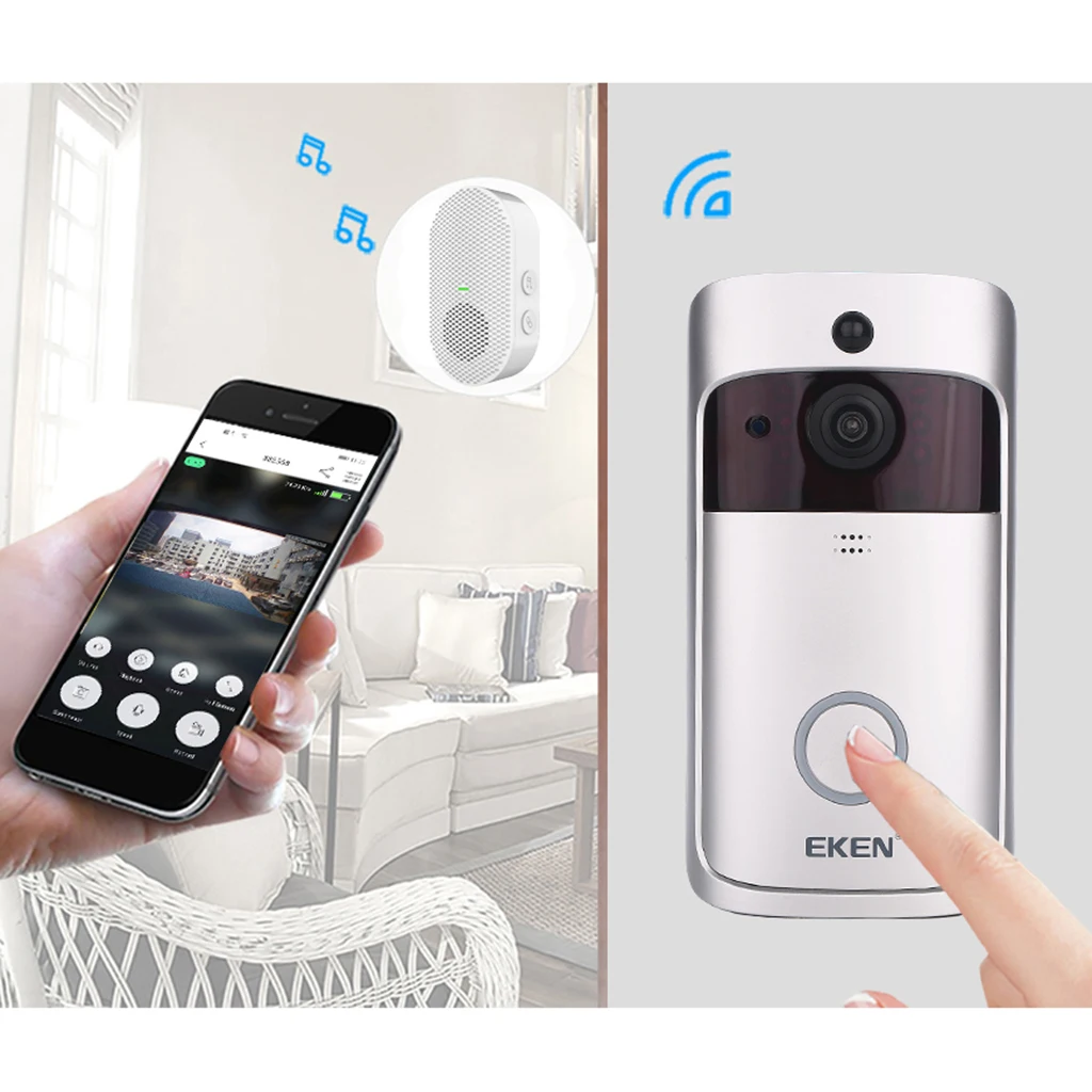 Video Doorbell V5, Wi-Fi 720p HD Two-way Audio, Motion Detection and easy installation