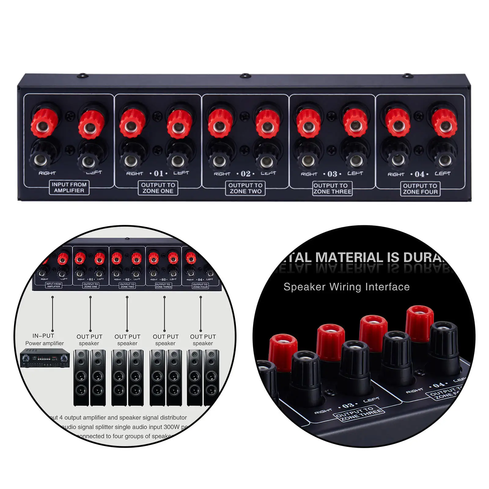 Home 1 In 4 Out Amplifier Distributor Sound Signal Distribution Panel 300w Per Channel