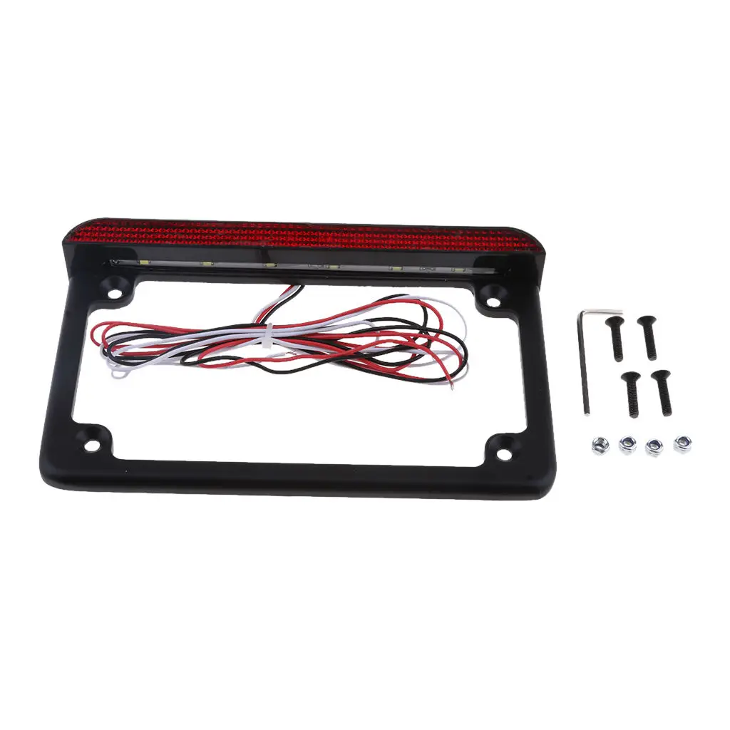 1 Piece Universal Motorcycle Black Aluminum License Plate Frame With LED Brake Light for Honda for Suzuki for Yamaha ect.