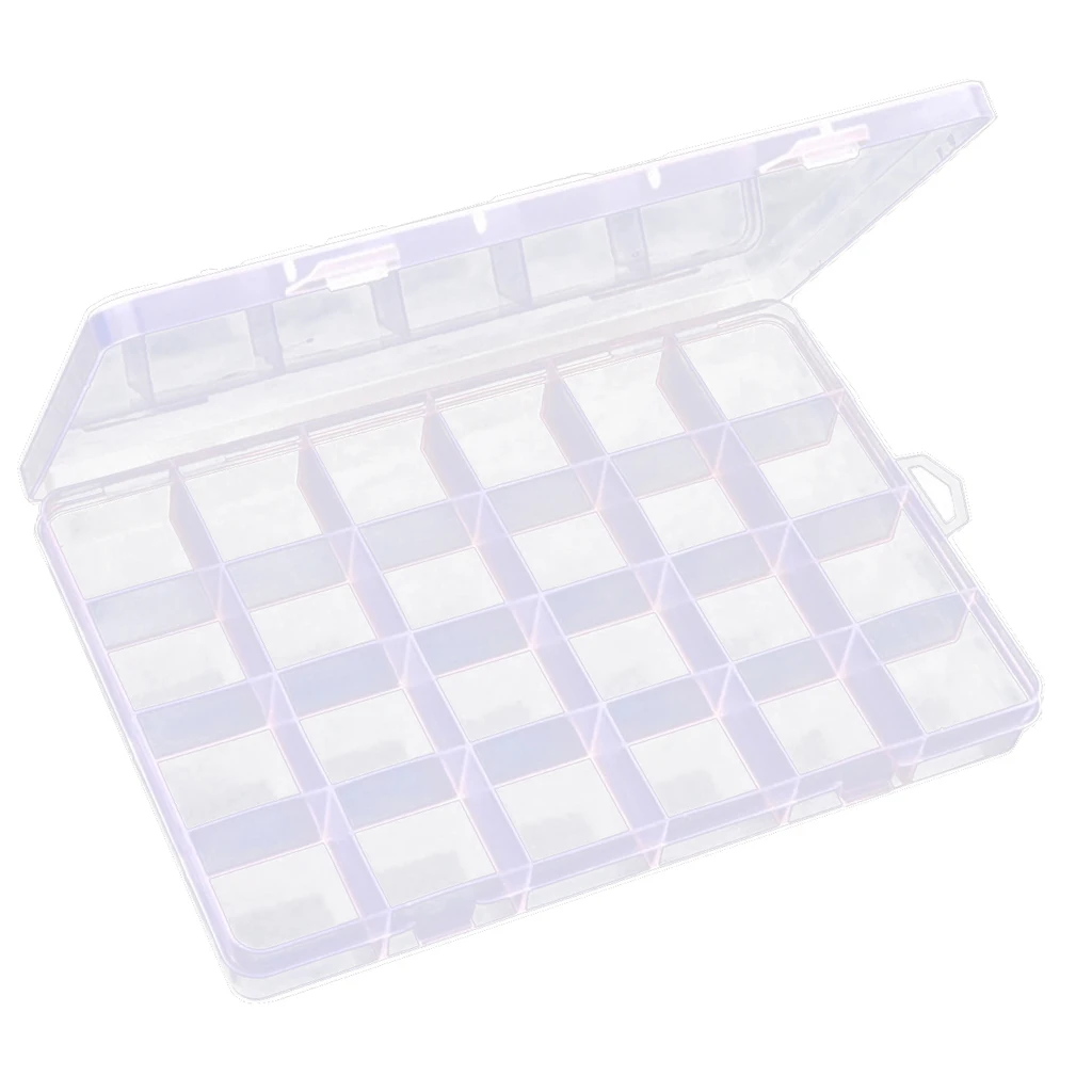 24 Slots Nail Storage Box Case Nail Art Plastic Container Rhinestone Charms Bead Organizer, Earrings Storage Organizer