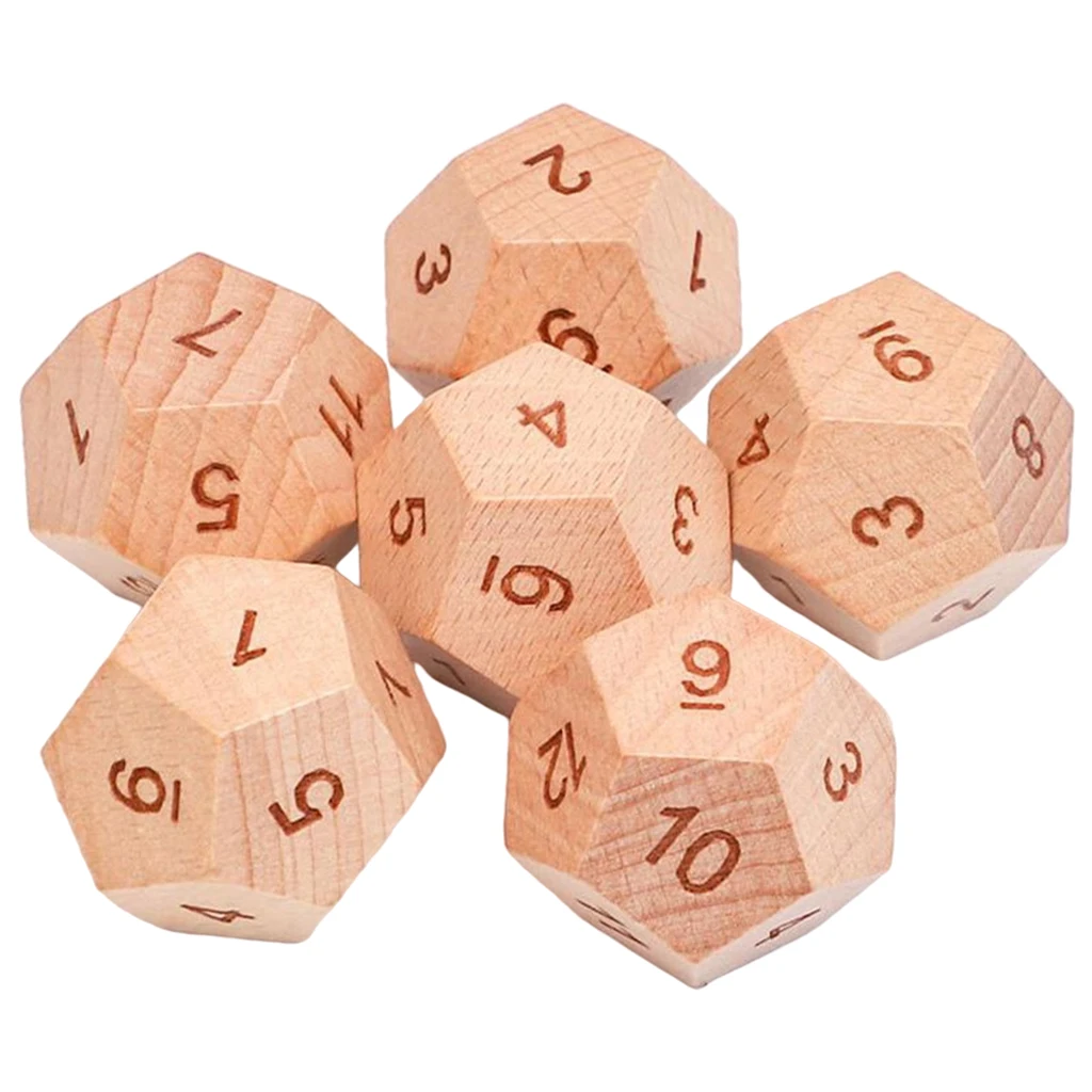 5pcs Wooden D12 12 Sided Dice Board Game PRG Dice Set for One