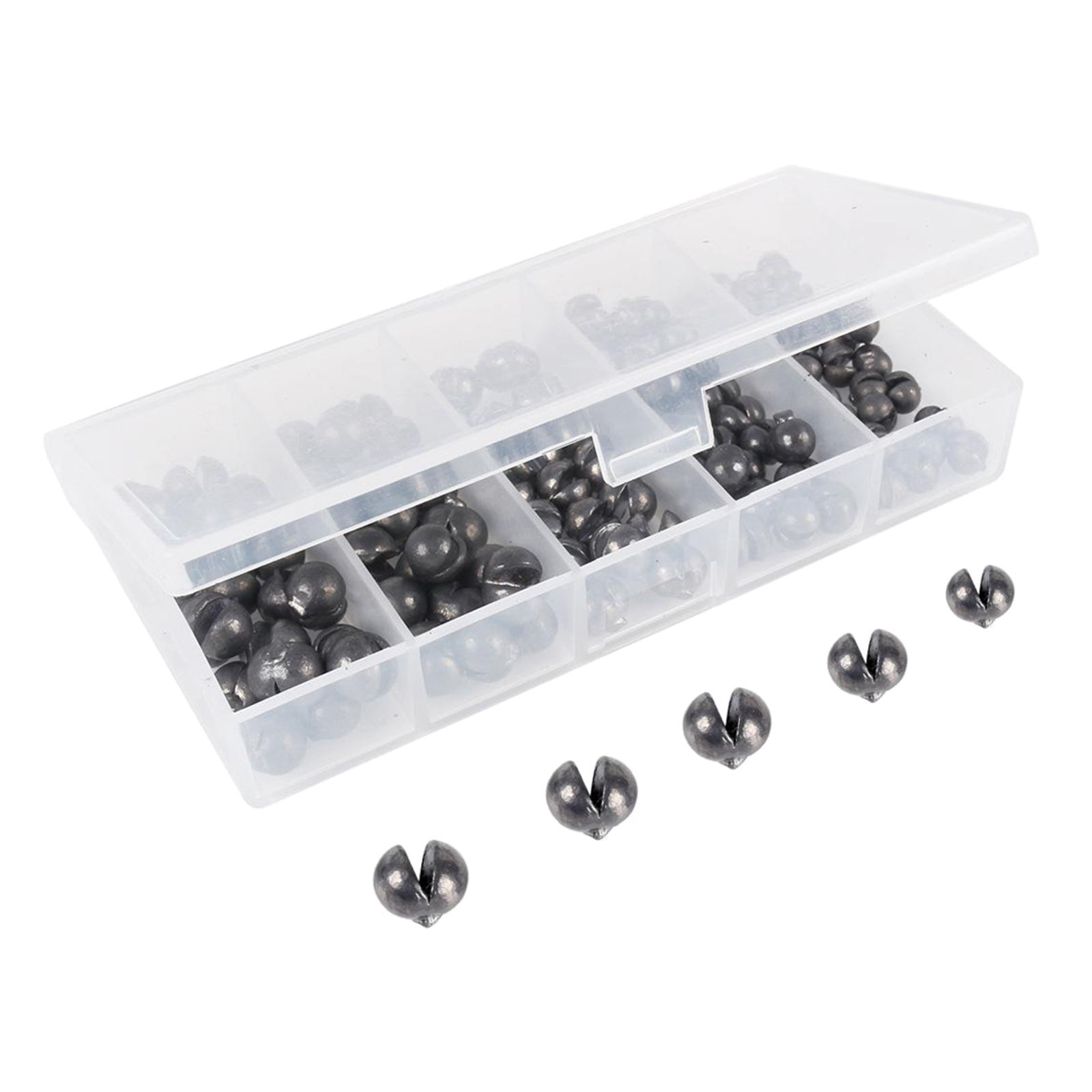 100/120pcs Fishing Weights Kit, Round Split Shot Sinker, Fishing Weights Egg Sinkers with Storage Box, - 5 Sizes