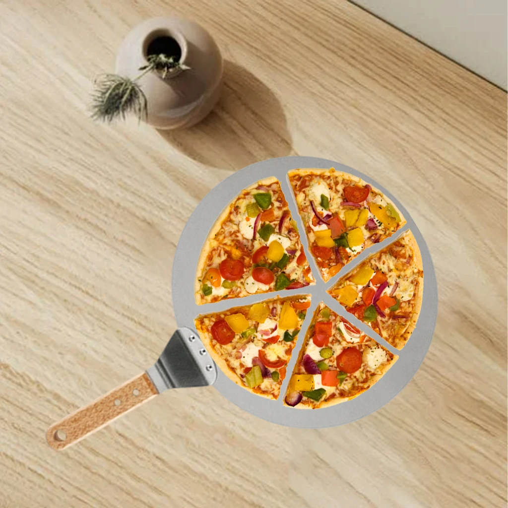 Stainless Steel 12`` Pizza Peel Paddle Shovel with Wooden Handle Baking Pastry Homemade Oven BBQ Pizza Turning Peel Kitchen Accs