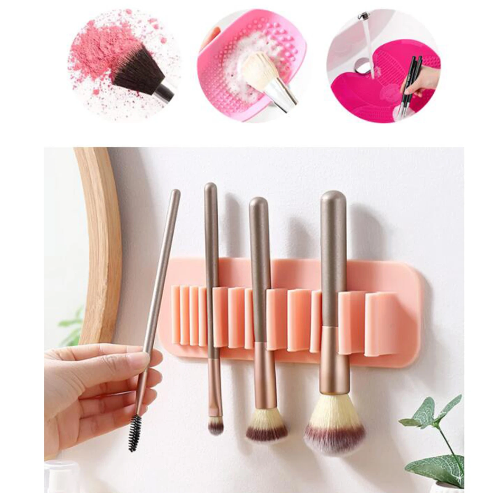 Silicone Wall Mount Makeup Brush Holder Storage Stand Hanger Case Organizer Thin Paint Brush Drying Art Rack Suction Cup