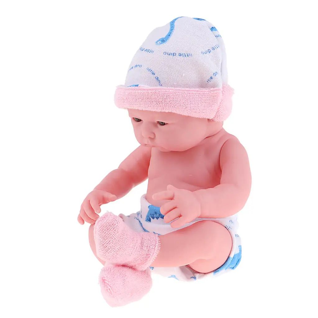 25cm Simulation Silicone Newborn Baby Doll with Pink Clothes Child