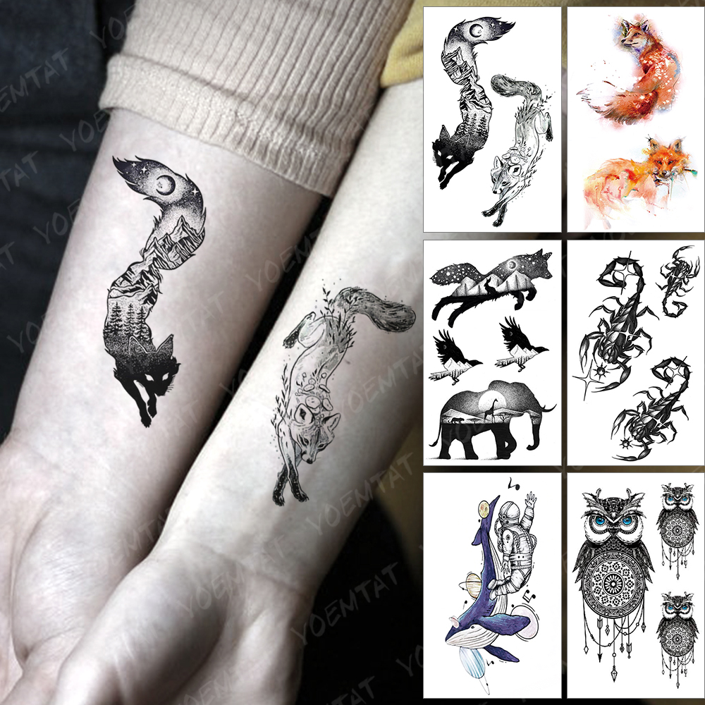 Best of 3D Waterproof Temporary Tattoo Sticker Fox Sky Mountain Flash Tatoo Forest Sun Moon Arm Wrist Fake Tatto For Body Art Women Men Reviews & Tips