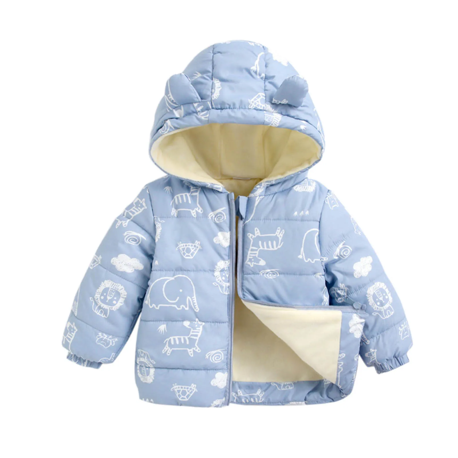 Baby Girl Clothes Winter Warm Down Fur Coat New Boy Girl Wool Outerwear Zipper Fur Padded Jacket Thickened Quilted Toddler Baby woolen jacket