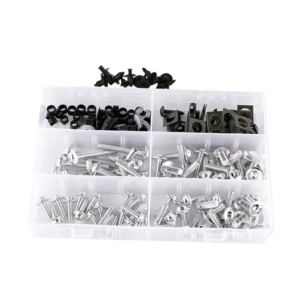 173x Universal Motorcycle Fairing Bolt Kit M5 M6 Windscreen Nut Clips Kit Fits for Ducati for Most Motorcycles Spanners Nuts