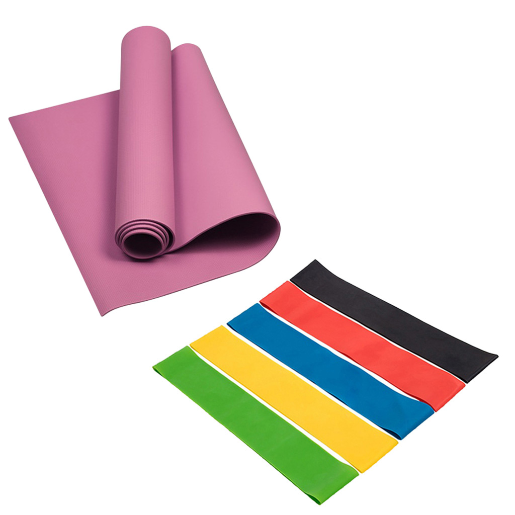 Yoga Mat Exercise Training Resistance Bands Set Latex Leg Exercising Loops Band