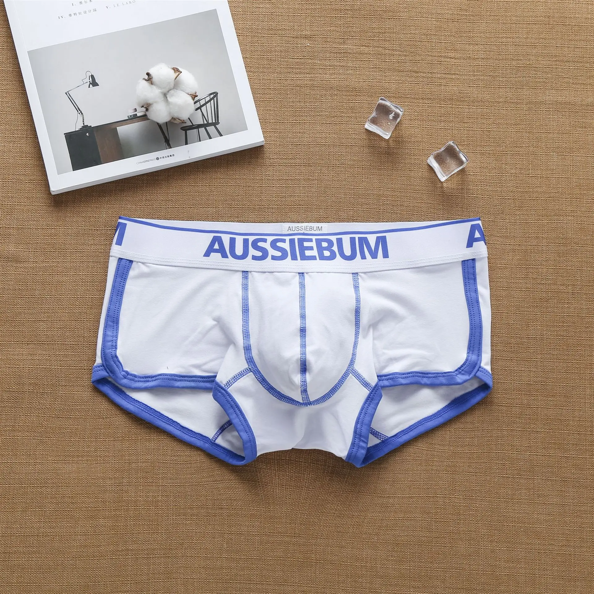 trunk underwear Aussiebum men's cotton panties low-waisted letter tide comfortable sweat-absorbing flat-angle pants pants cool boxers