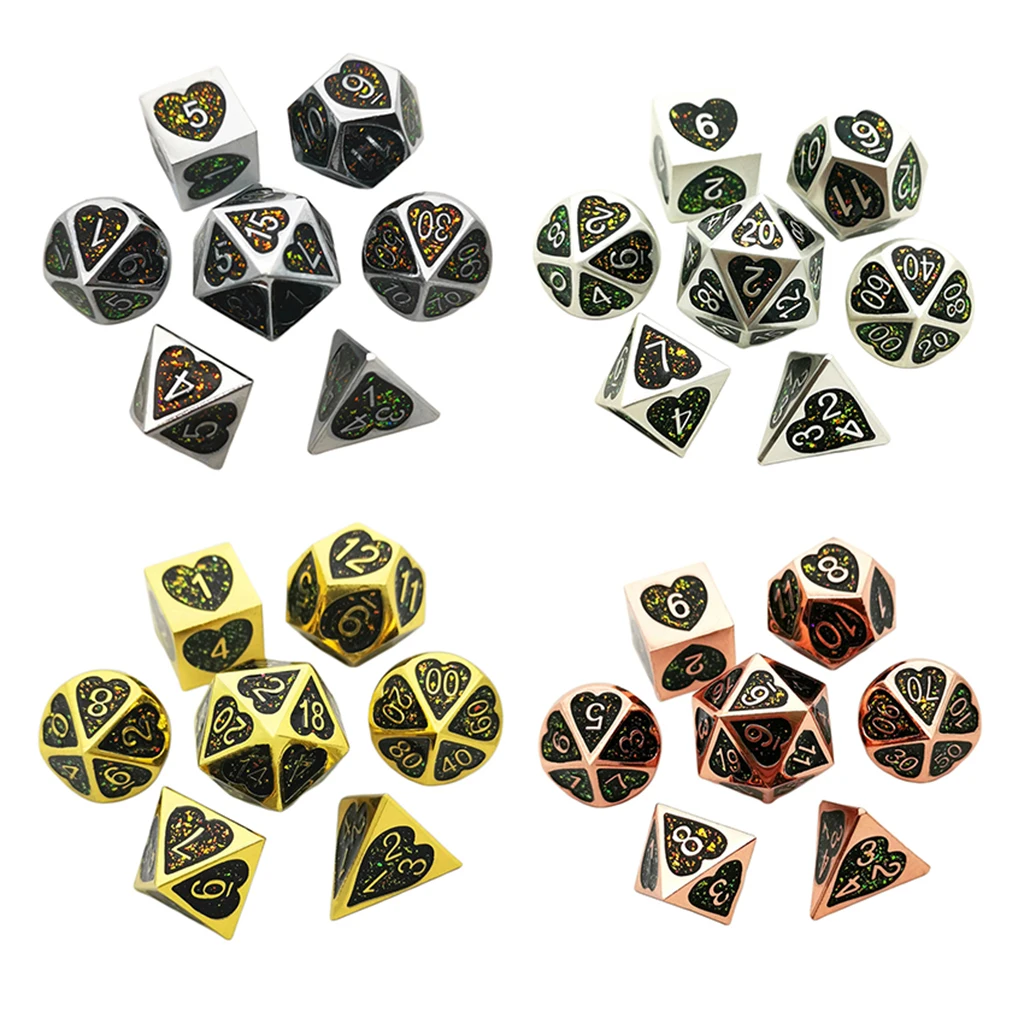 Set of 7pcs Numeral Polyhedral Dice Set for TRPG Table Games Props Toys