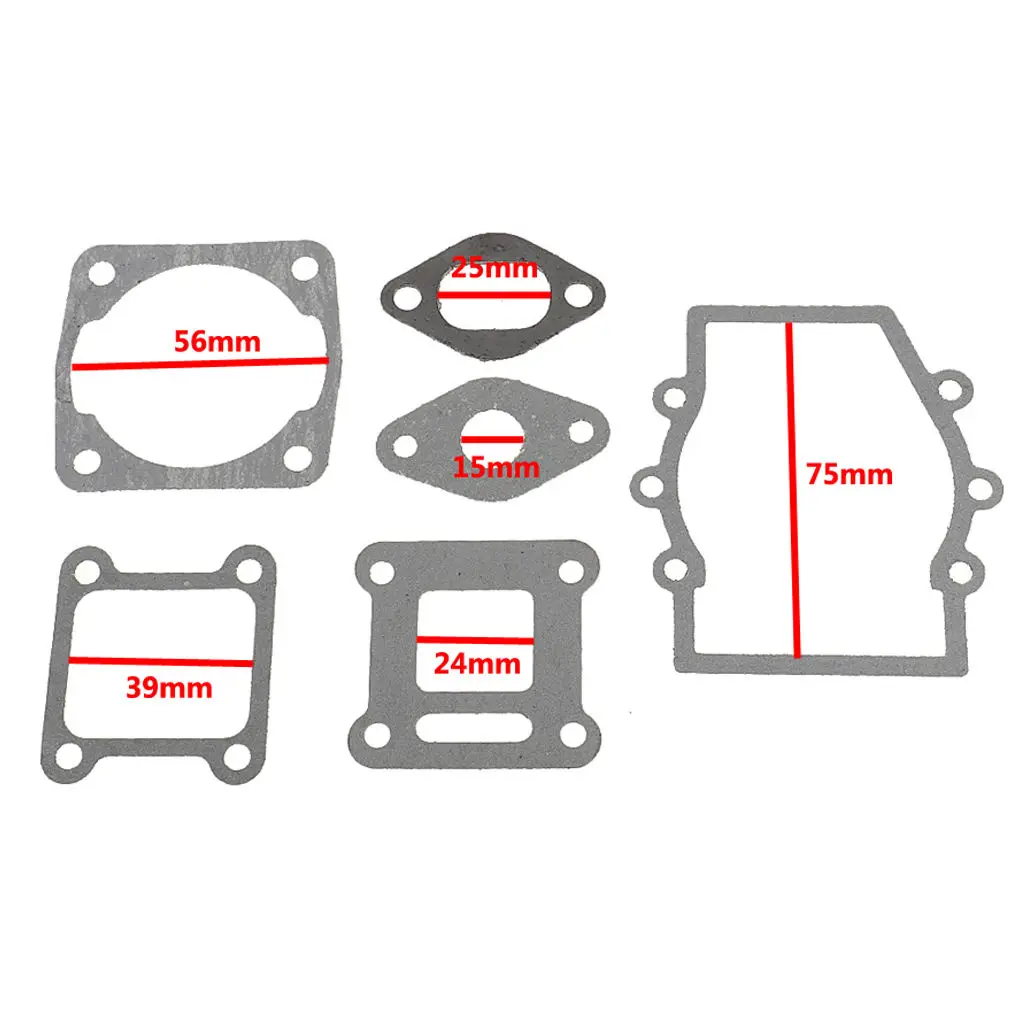 6PCS Motor Starter  Gasket Set Replacement for Most Gas Powered 2 Stroke Mini Bikes 47cc 49cc