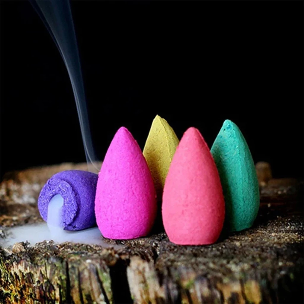 10pcs Mixed Natural Reflux Tower Smoke Backflow Cones Bullet Buddhism Backflow Tower Incense Burner Household