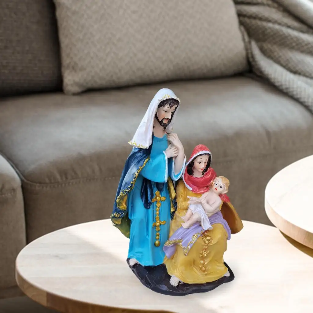 Mini Nativity Mary Joseph Jesus Figure Decor Birth of Jesus Statue Room Home Office Church Ornament Gift Decoration