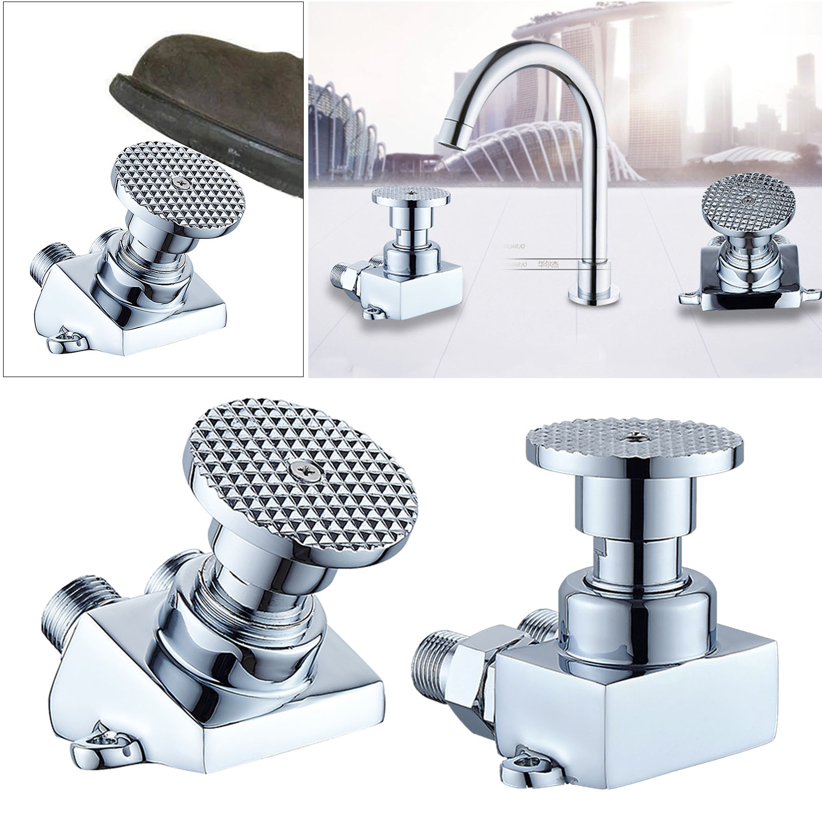 Switch Control By Floor Foot Pedal Valve Brass Bathroom Basin Faucet Single Cold Tap Hospital Hotel Pedal Water Faucets