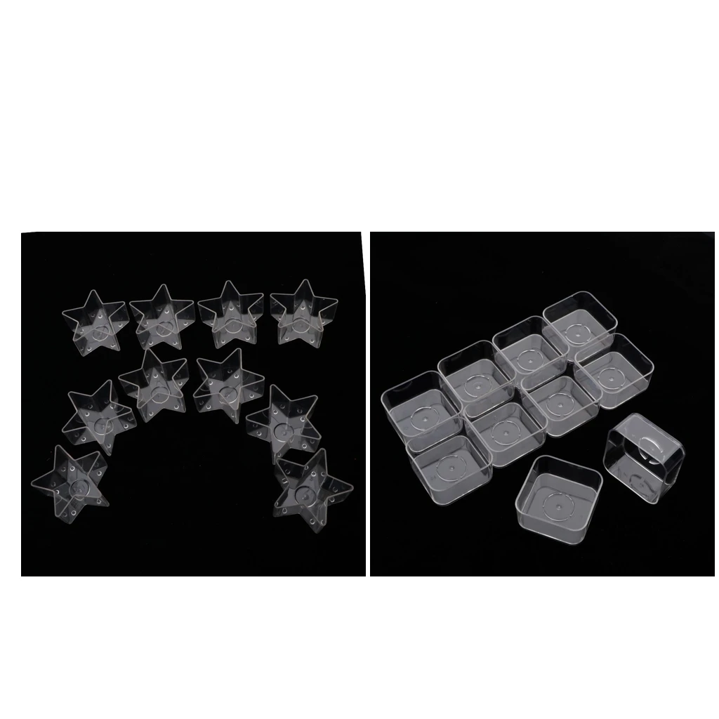 10x Square Star Clear Plastic Tealight Cup Holder Candle Container