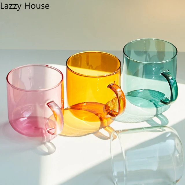 Lazzy House Nordic Ins Modern Simple High Borosilicate Coffee Mug Hot Drink  Creative Stained Glass Retro Drink Tea Mark Cup - AliExpress