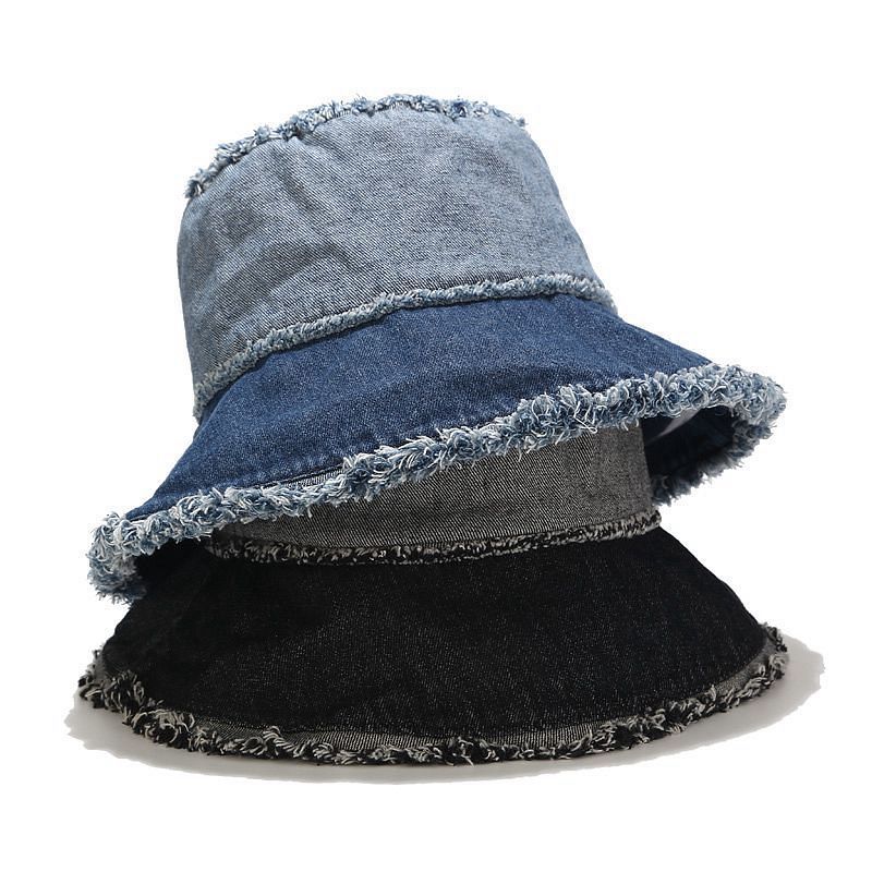 Retro Raw Edges Flat Summer Bucket Hat 