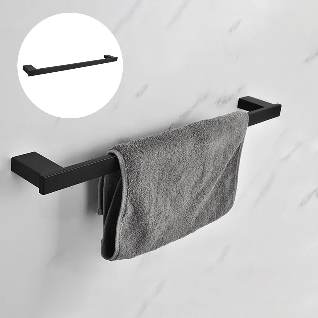 Stainless Steel Wall-mounted Bath Towel Rack Towel Bar Holders Bathroom Kitchen Towel Rag Hanger Stylish Storage Organizer