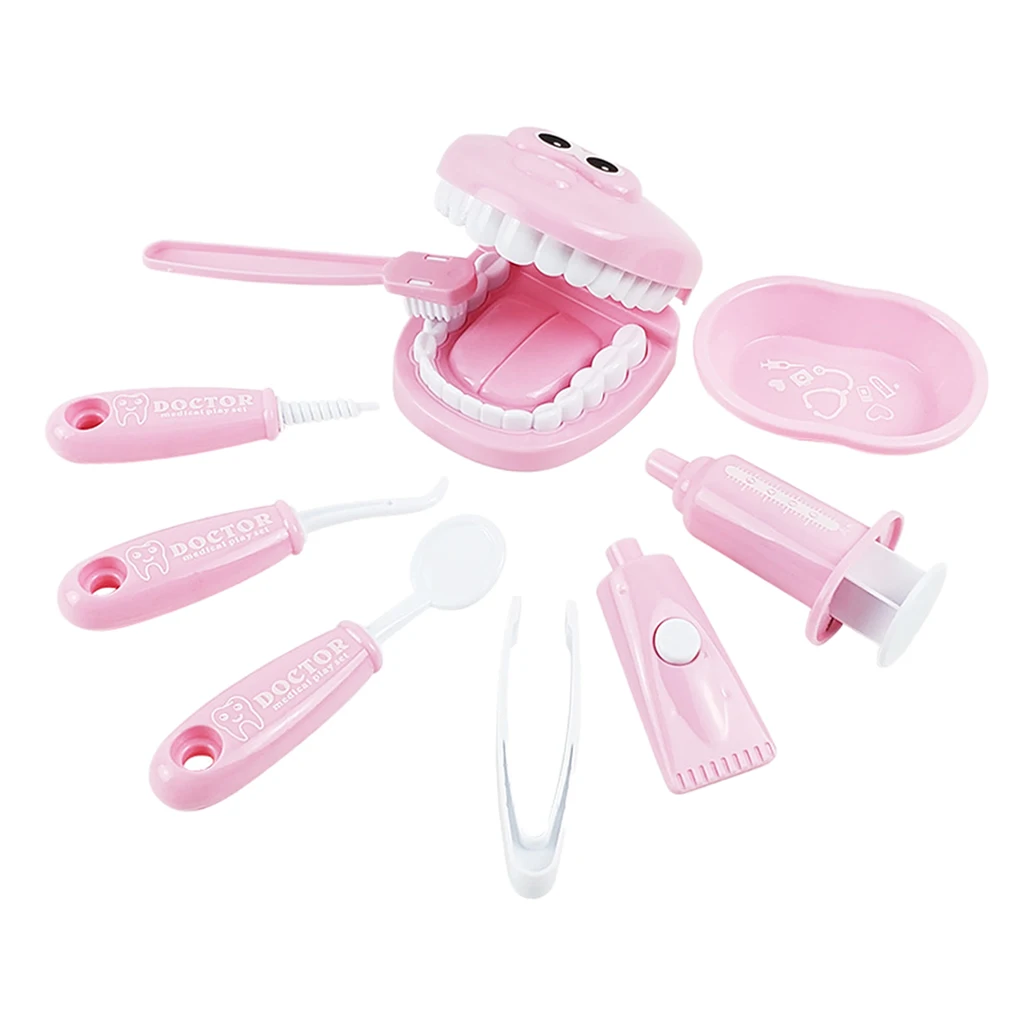 9 Pcs/Set Girls Role Play Doctor Game Dentist Simulation Dentist Treating Teeth Pretend Play Toy For Toddler Baby Kids