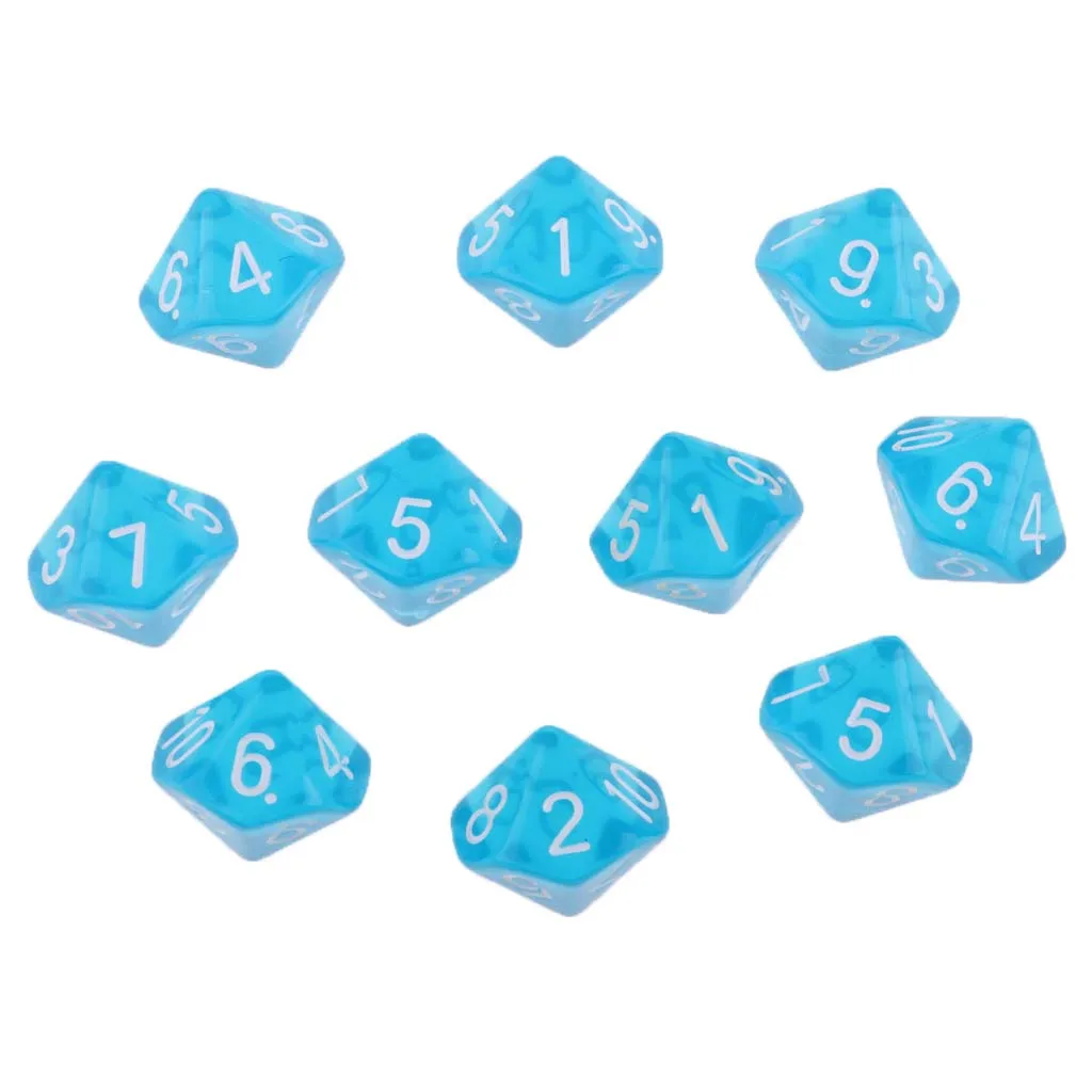 10x Plastic Dice D10 Drinking Dice for DND TRPG MTG Table Games Toys Party