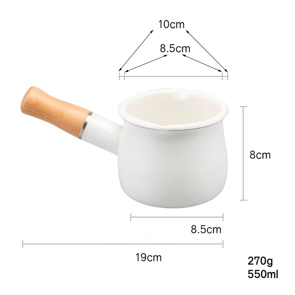 Small Enamel Milk Pan Butter Coffee Milk Warmer Mini Butter Chocolate Melting Pot Sauce Cooking Pan with Easy Spout