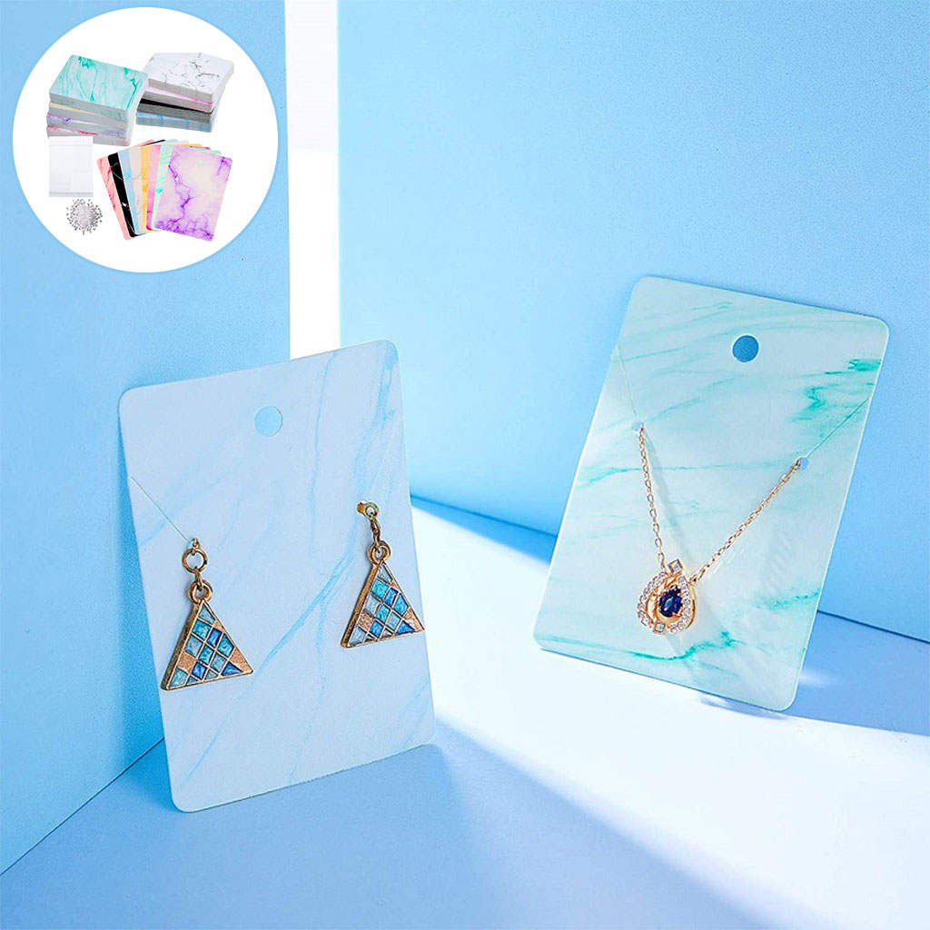 800 Pieces Earrings Display Card Kraft Tags 8 Colors with 200 Self-Sealing Bags Fashion Holder for Necklace Jewelry Storage DIY