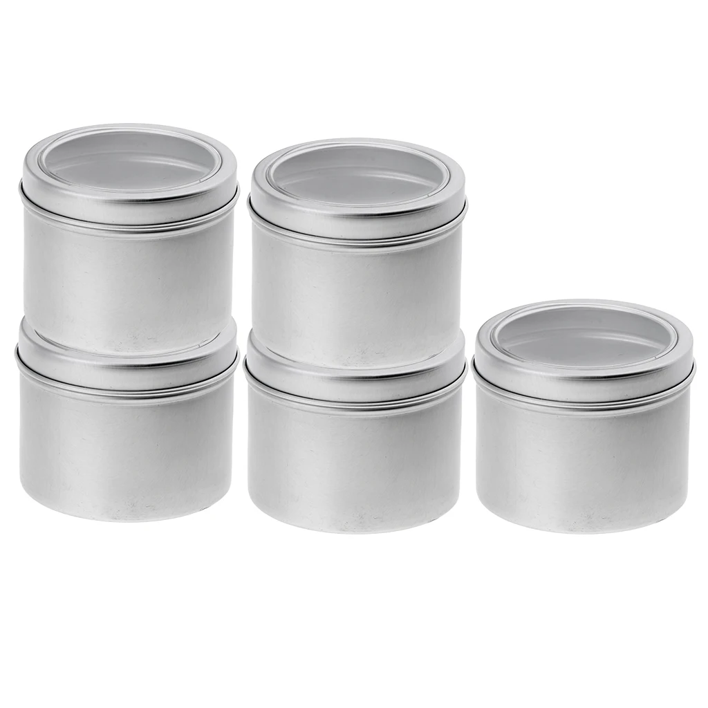 5 Pcs Aluminum Tin Jars (100ml) Cosmetic Containers Round Tin Cans with Screw