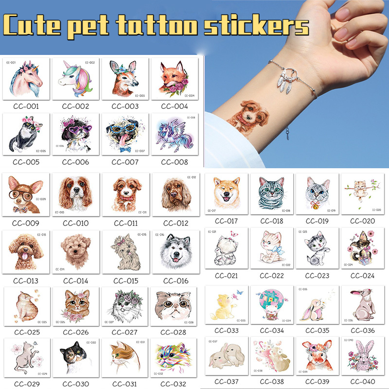 Best of 8pcs New Product Animal Small Teddy Husky Shiba Inu Tattoo Stickers Cute Pet Dog Cat Cartoon Children Face Tattoo Stickers Reviews & Tips