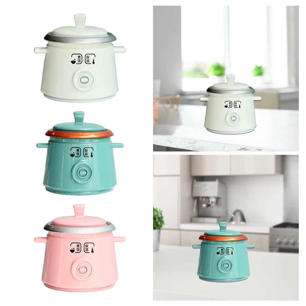 1:12 1:8 Dollhouse Cookware Metal Decorative Miniature Kitchen Rice Cooker Model Toy