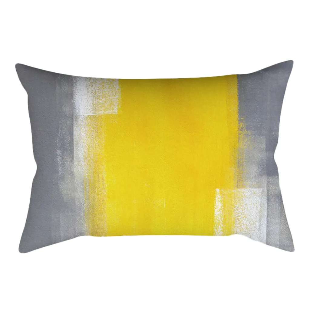 Home Sofa Back Cushion Cover Pineapple Yellow Leaf Print Soft 30*50cm Pillowslip 