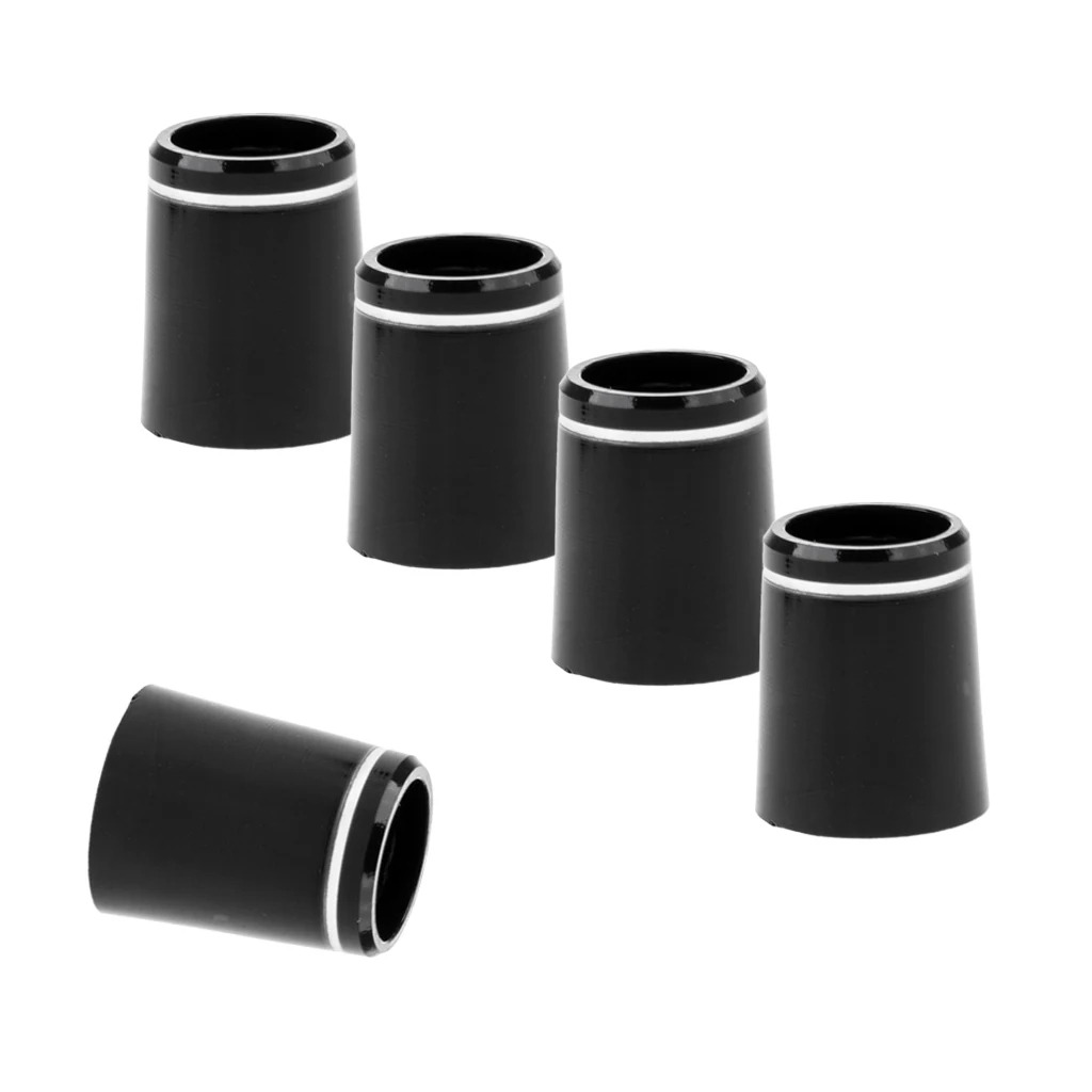 5 Pieces Black Plastic Golf Taper Tip Ferrules Adapter With Single Silver Ring For Irons