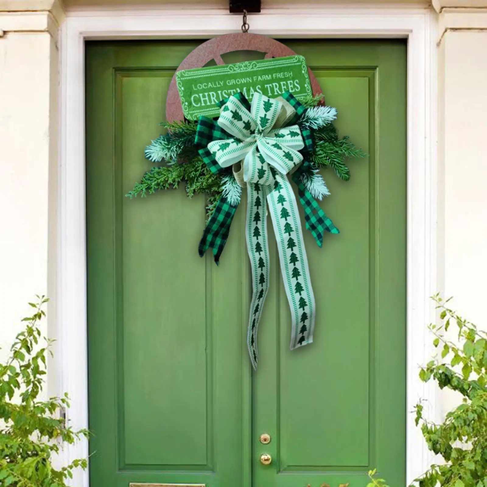 Artificial Christmas Wreath Garland Artificial Leaves Fake Front Door Decor