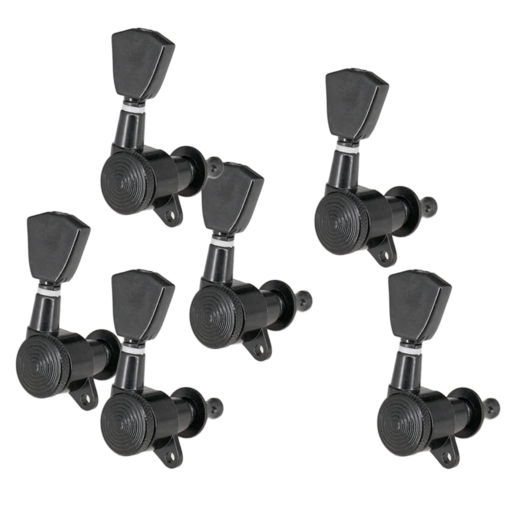 Pack of 6 String Tuning Pegs Machine Heads 6R for Electric/Acoustic Guitar Parts, Black