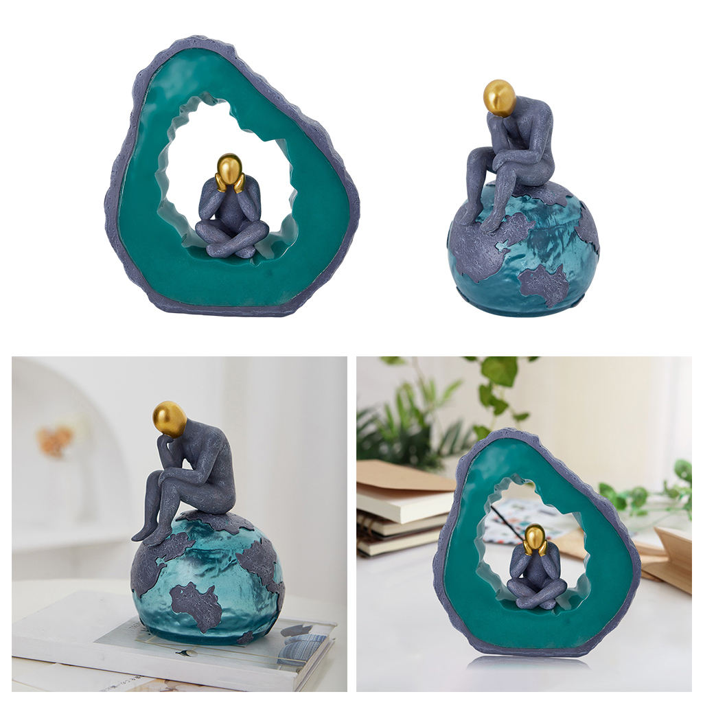 Abstract Figure The Thinker Statue Figurine Modern Resin Craft Art Thinking Man Sculpture Home Office Bookshelf Desk Decoration