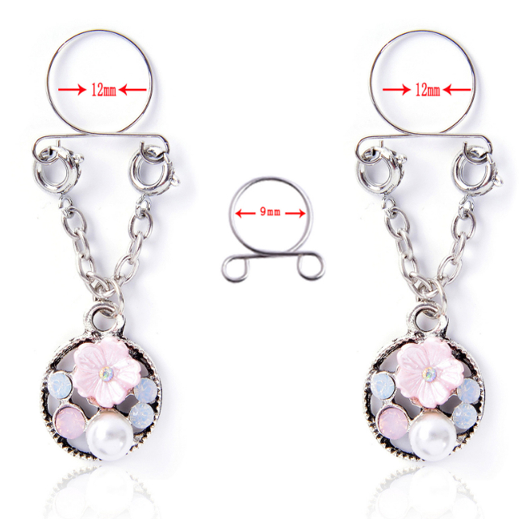 2pcs Flower Dangle Nipple Ring Nipplerings Couples Nipple Clamps Clip