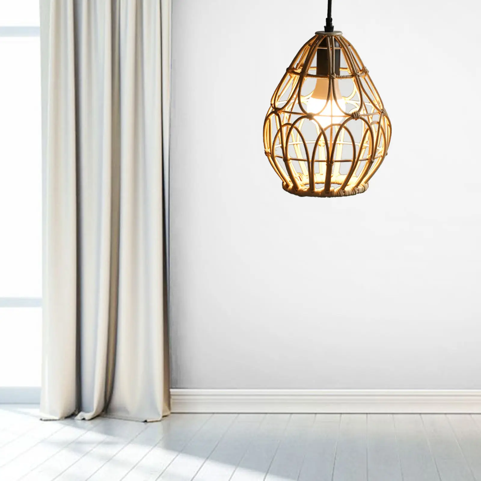 Modern Rattan Lampshade Craft Ceiling Lamp Cover Decor for Children Room Restaurant Hanging Light lampshade Pendant Lamp Cover