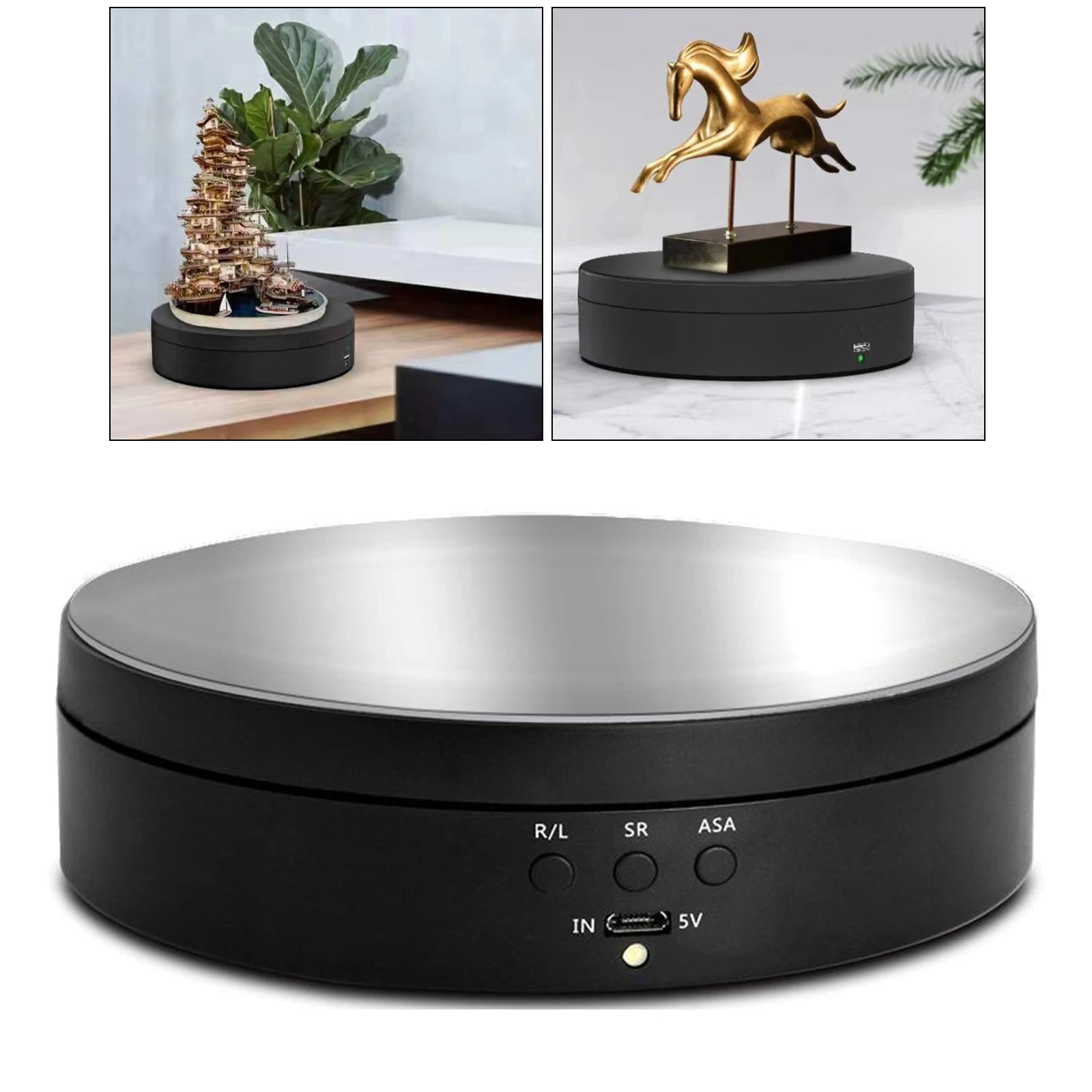 360 Degree Rotating Display Stand Turntable Photography Display 3 Speed for Cake Doll Jewelry Exhibition