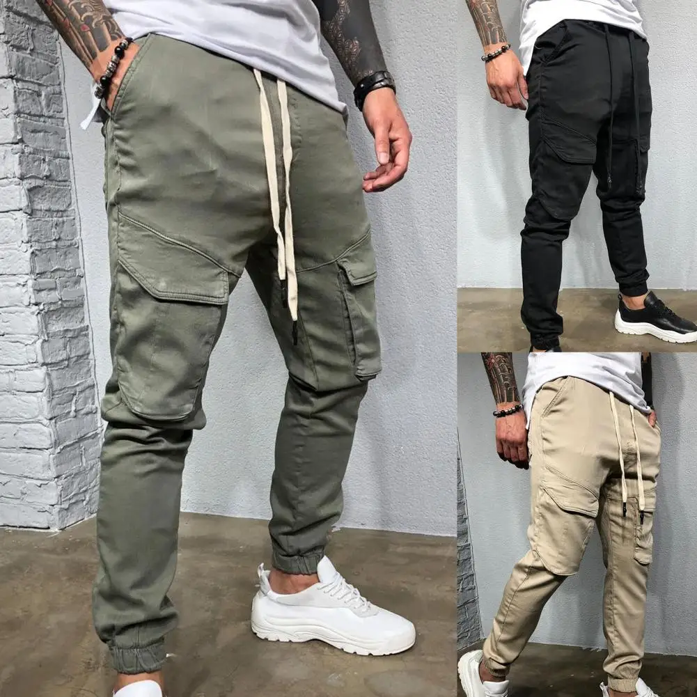 Unique Design Ribbed Elastic Cuffs Pure Color Sports Casual Trousers for Outdoor Sports gray sweatpants