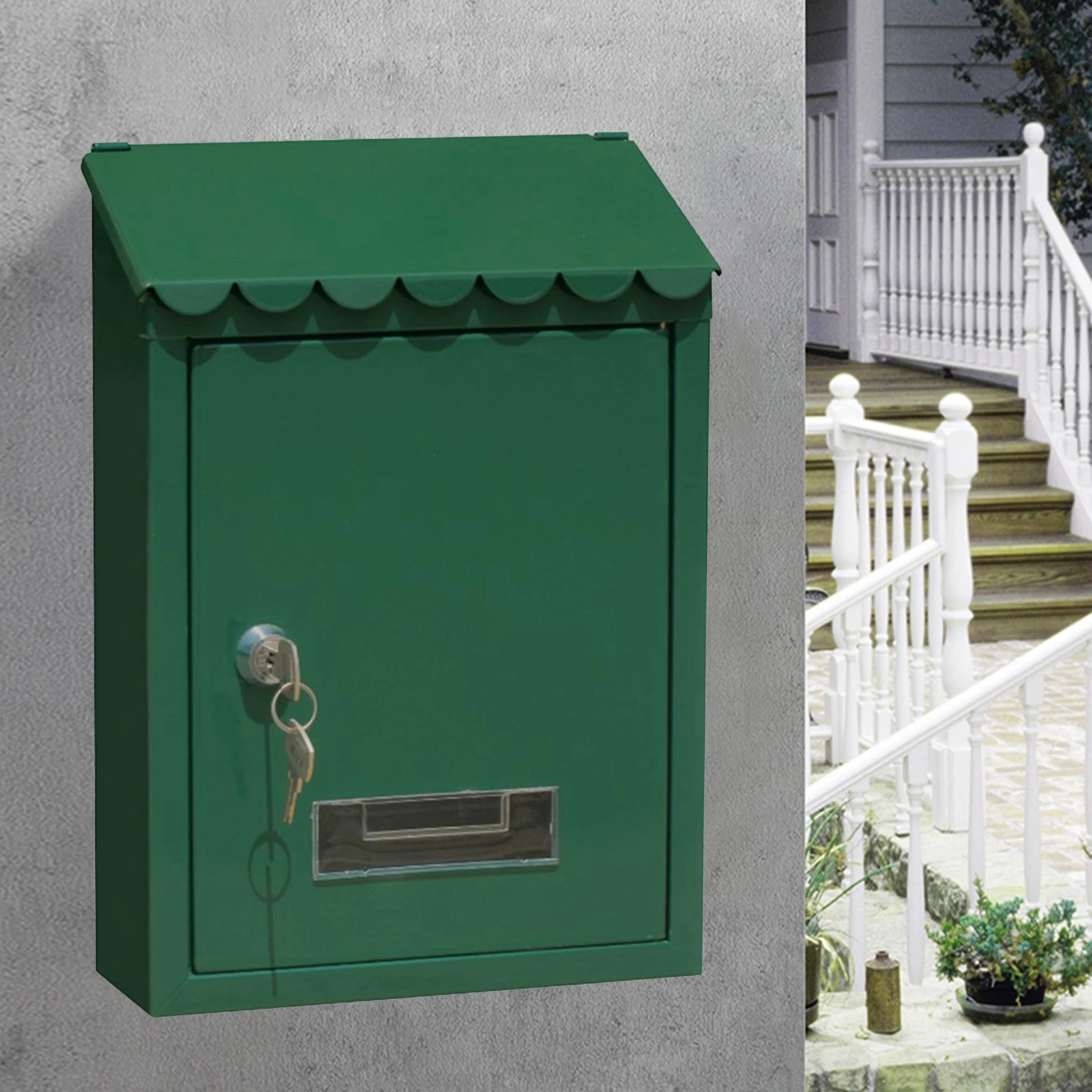 Metal Mailbox Wall Mounted Secure Mail Box 2 Keys Office Decorative Drop Box