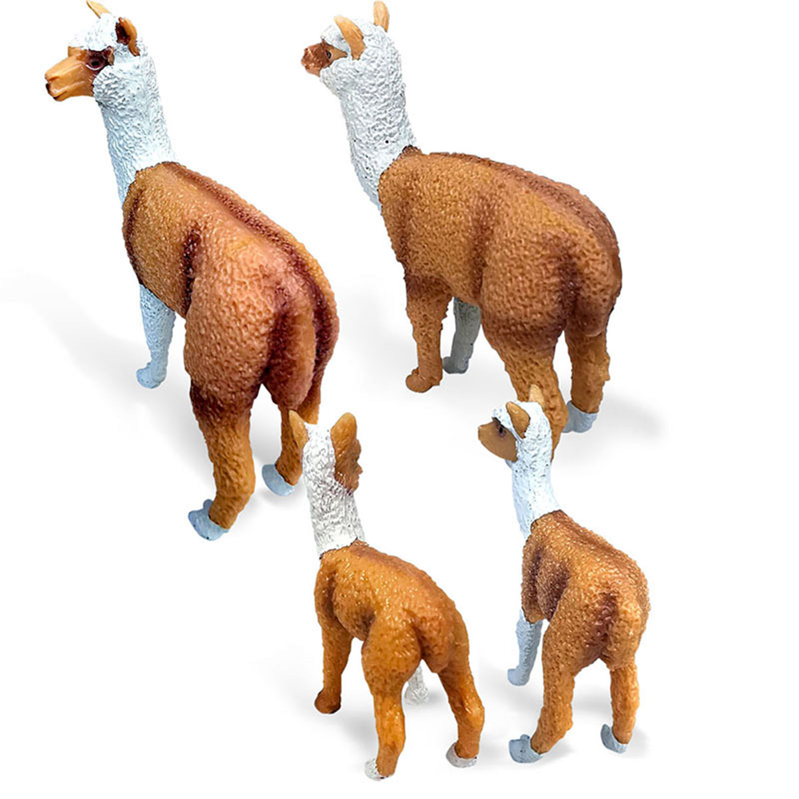 4x Lovely Alpaca Figures Animal Model Collections Decors Kids Educational