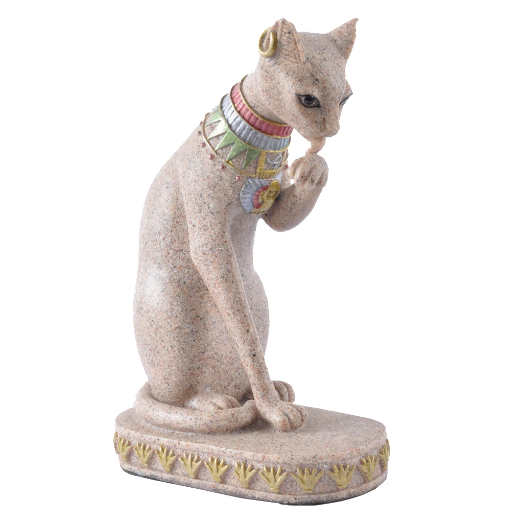Sand Stone Ancient Egyptian Style Mau Cat Statue Hand Carved Figurine Model