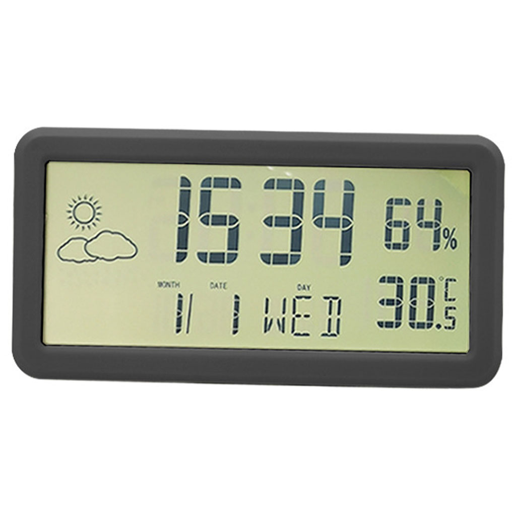 Digital Alarm Clock, Electronic LED Desktop Clock with Temperature Humidity Time Display, for Home, Bedroom, Office