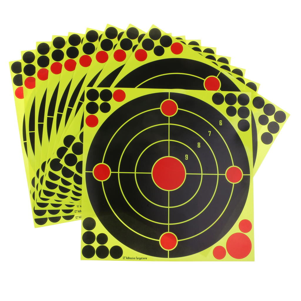 10 Sheet Shooting Targets,  12" Reactive Splatter Florescent Paper Target for Hunting Archery Arrow Training