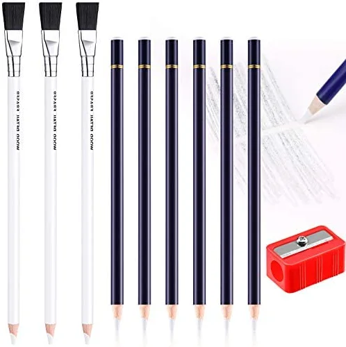Hand Tear Sketch Eraser Pen-Style Pencil Shape Eraser Pen Round Tip Highlight Rubber School Supplies 7mm 10pcs 