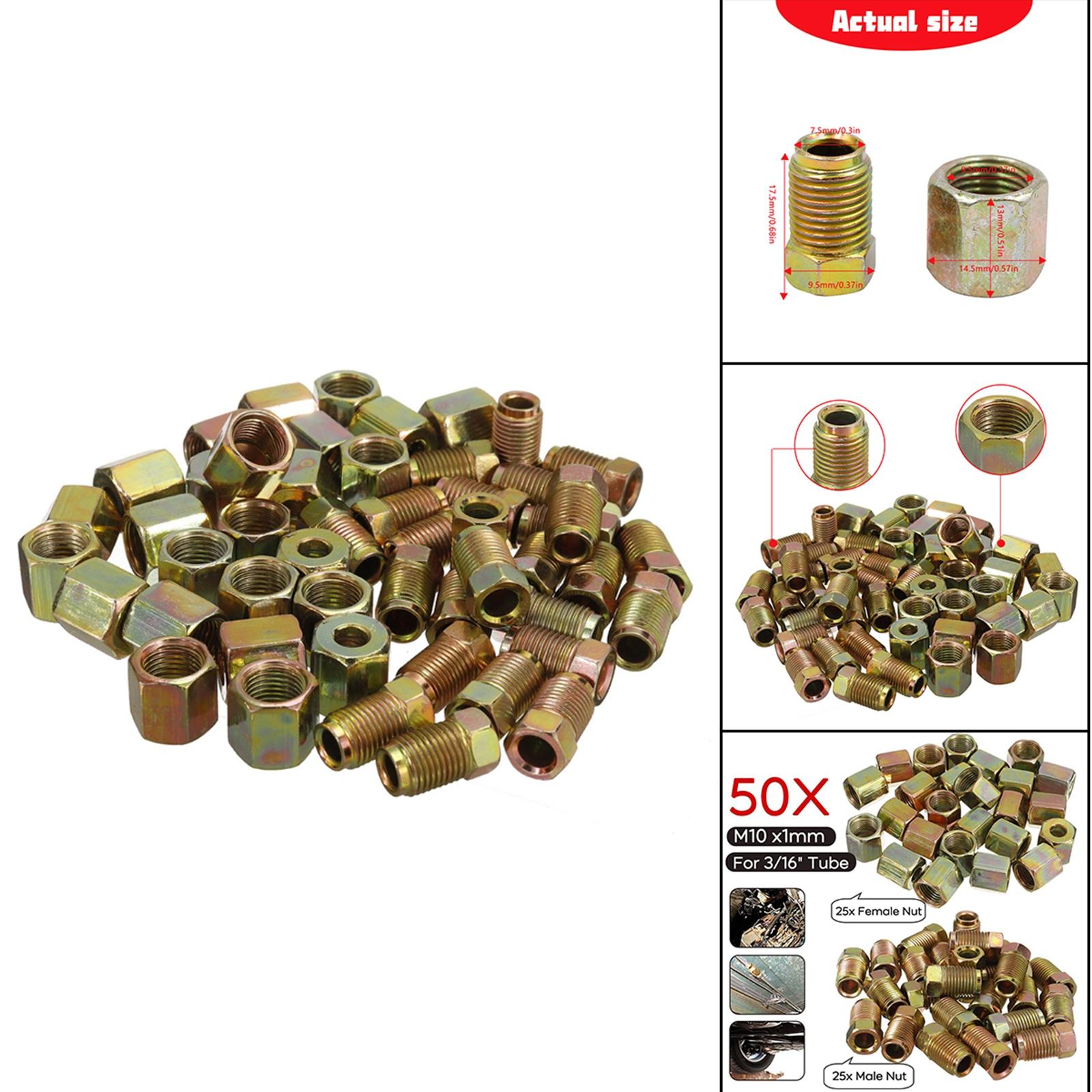 50x Brake Pipe Fittings Adapter for 3/16 Inch Brake Line Tube Replaces