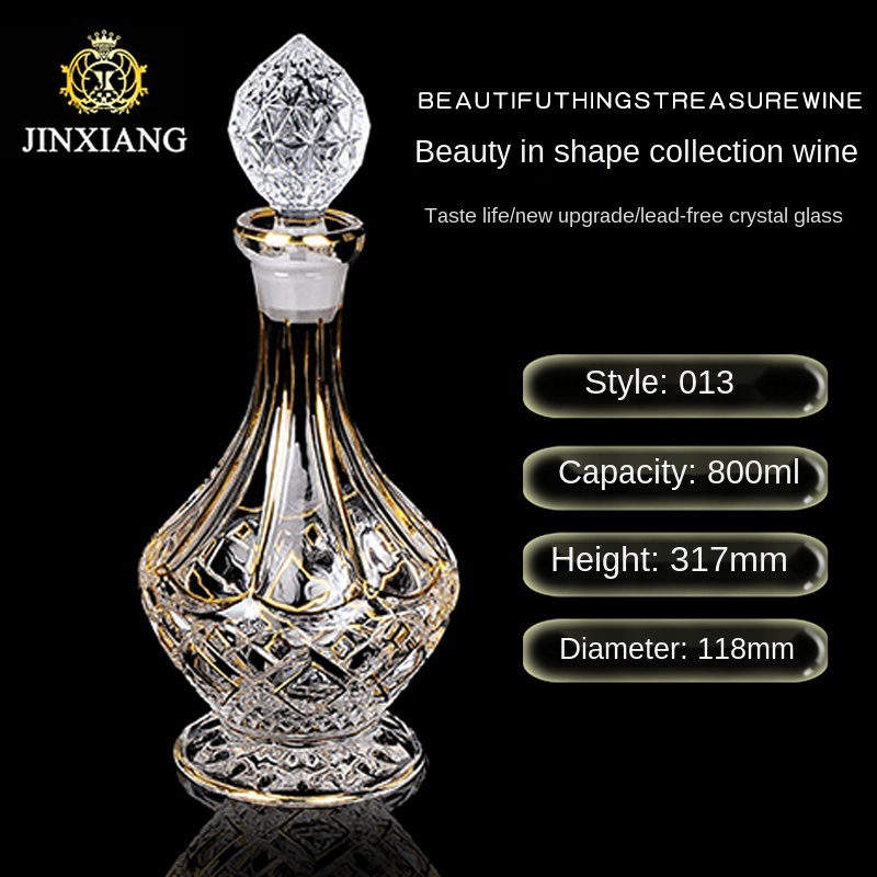 vidro de cristal vinho tinto decanter vinho estrangeiro jarro desenho linha de ouro uísque garrafa licor dispensador vinho jarro