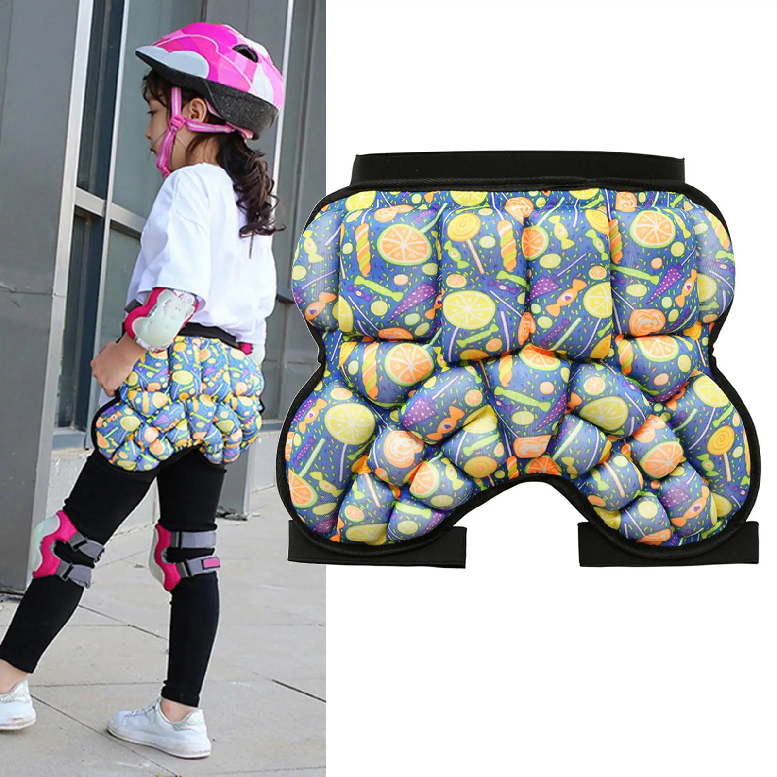 3D Padded Hip Protection Shorts Butt Guard Pad Lightweight for Roller Skating Ski Children